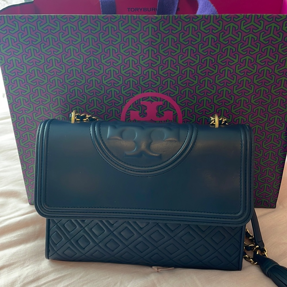 Tory Burch Fleming large convertible bag Royal Navy